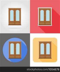 cupboard furniture set flat icons vector illustration isolated on white background