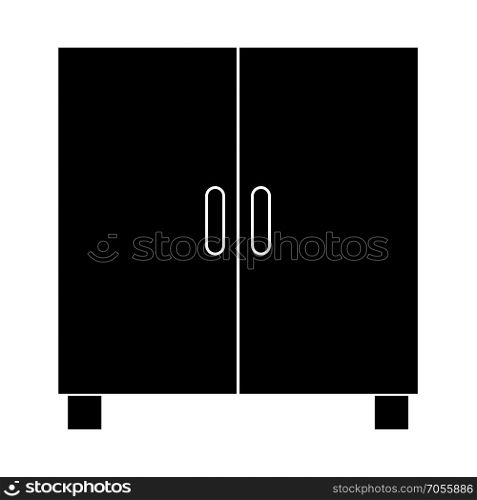 Cupboard or cabinet black icon .