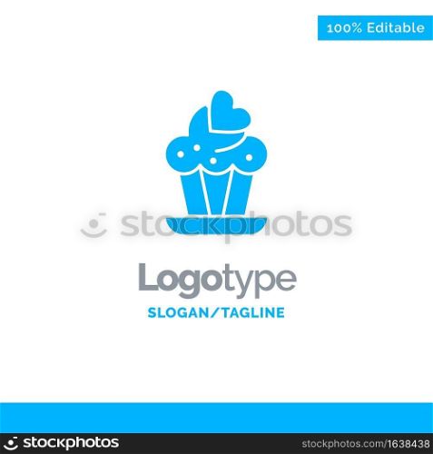 Cupcake, Cake, Love Blue Business Logo Template