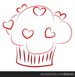 Cupcake drawing, illustration, vector on white background.