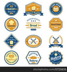 Cupcake fresh bread and premium quality pastry bakery labels set isolated vector illustration