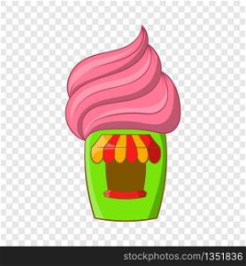 Cupcake house icon in cartoon style on a background for any web design . Cupcake house icon, cartoon style