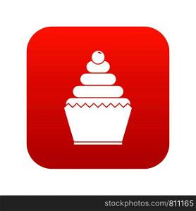 Cupcake icon digital red for any design isolated on white vector illustration. Cupcake icon digital red