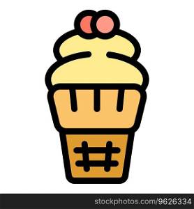 Cupcake icon outline vector. Chocolate fondue. Food machine color flat. Cupcake icon vector flat