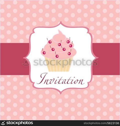 cupcake invitation background . Vector illustration .