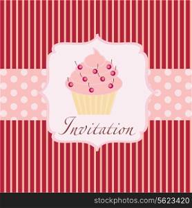 cupcake invitation background . Vector illustration .