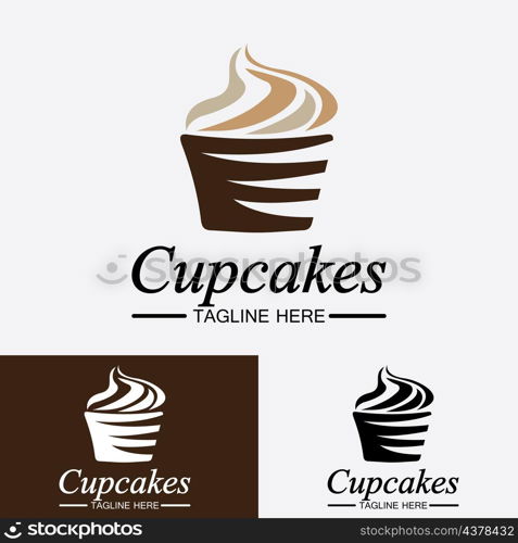 Cupcake Logo design vector template. Cupcakes bakery icon.