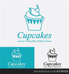 Cupcake Logo design vector template. Cupcakes bakery icon.