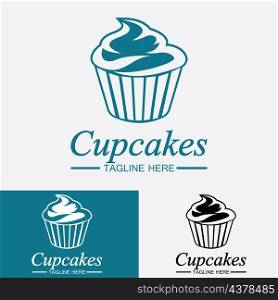 Cupcake Logo design vector template. Cupcakes bakery icon.
