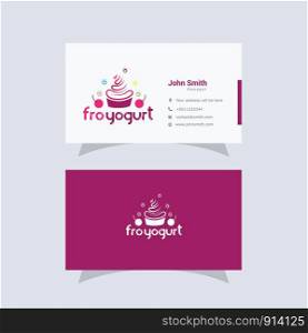 Cupcake logo, ice cream and yogurt vector design, cupcake business card illustration.