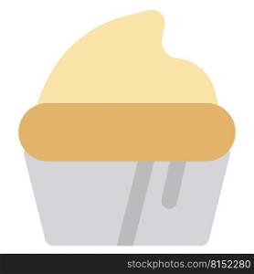 Cupcake, sweet and tasty dessert topped with cream.