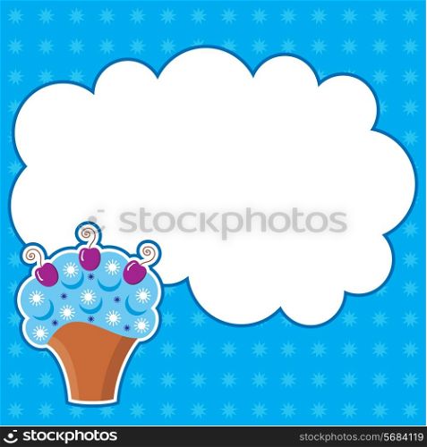 Cupcake with message cloud. Frame for a photo, form