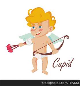 Cupid Vector. Vintage Mascot. Cupids Arrow. Valentine Day. Element For Greeting Cards. Cartoon Character Illustration. Cupid Vector. Vintage Mascot. Cupids Arrow. Valentine Day. Element For Greeting Cards. Cartoon Illustration