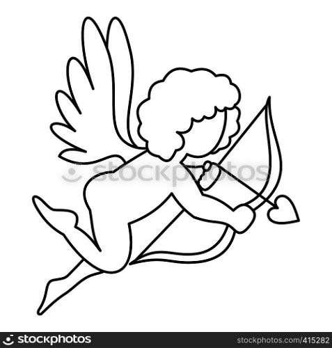 Cupid with bow and arrow icon. Outline illustration of Cupid with bow and arrow vector icon for web. Cupid with bow and arrow icon, outline style