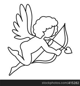 Cupid with bow and arrow icon. Outline illustration of Cupid with bow and arrow vector icon for web. Cupid with bow and arrow icon, outline style