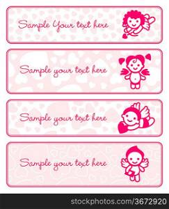 Cupids banner set, collection angels
