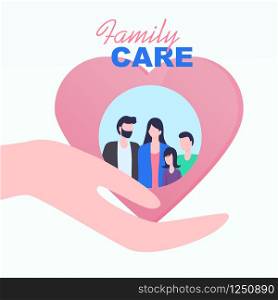Cupped Hand Palm Heart Family Care Vector Illustration. Father Mother Daughter Son Relationship Medical Insurance Parent Protection Children Security Family Values Safety Love Support. Cupped Hand Palm Heart Family Children Care