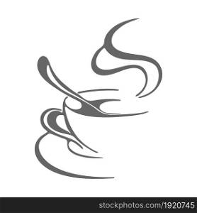 Cups of hot coffee or steamed tea. Icon for websites, apps, menus and coffee shops. Flat design.
