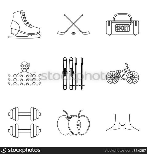 Curative source icons set. Outline set of 9 curative source vector icons for web isolated on white background. Curative source icons set, outline style