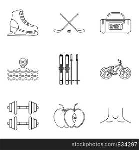 Curative source icons set. Outline set of 9 curative source vector icons for web isolated on white background. Curative source icons set, outline style