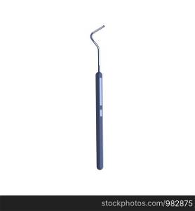 Curette metal dentist tool icon. Steel dental scaler flat symbol. Medical equipment tooth surgeon. Stomatologic tool for modern cabinet. Vector illustration. Curette metal dentist tool icon. Steel dental scaler flat symbol.