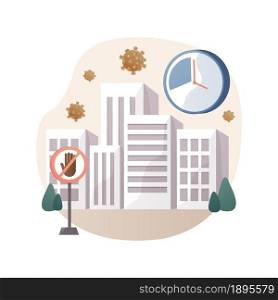 Curfew abstract concept vector illustration. Public protest, demonstration, mass unrest, street crowd, meeting, vandalism and looting, stay home restriction rule violation abstract metaphor.. Curfew abstract concept vector illustration.