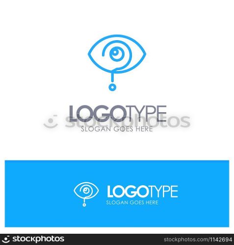 Curious, Exclamation, Eye, Knowledge, Mark Blue outLine Logo with place for tagline