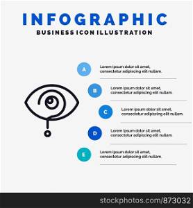 Curious, Exclamation, Eye, Knowledge, Mark Line icon with 5 steps presentation infographics Background