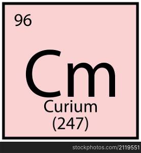 Curium chemical element. Mendeleev table symbol. Education concept. Pink background. Vector illustration. Stock image. EPS 10.. Curium chemical element. Mendeleev table symbol. Education concept. Pink background. Vector illustration. Stock image.