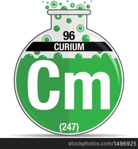 Curium symbol on chemical round flask. Element number 96 of the Periodic Table of the Elements - Chemistry. Vector image