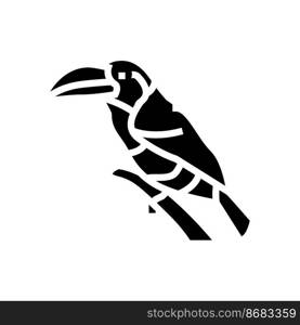 curl crested aracari bird exotic glyph icon vector. curl crested aracari bird exotic sign. isolated symbol illustration. curl crested aracari bird exotic glyph icon vector illustration