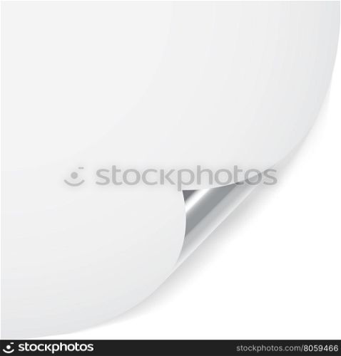 Curl page isolated on white background. Curl page