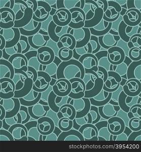 Curl seamless pattern. Green circles abstract ornament. Retro texture of fabric. Abstract background of circles&#xA;