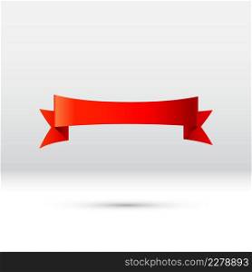 Curled red ribbon, banner or gift tape for holiday celebration or commercial discount and sale event