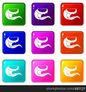 Curling and cracking wave icons of 9 color set isolated vector illustration. Curling and cracking wave set 9