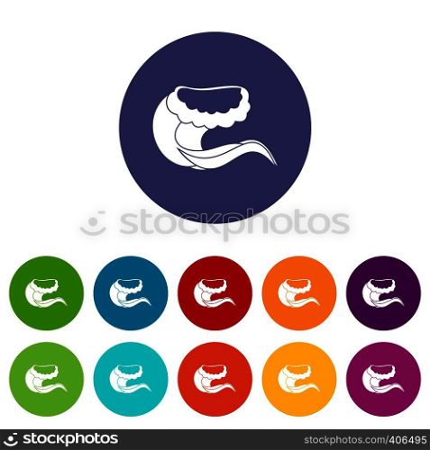 Curling and cracking wave set icons in different colors isolated on white background. Curling and cracking wave set icons