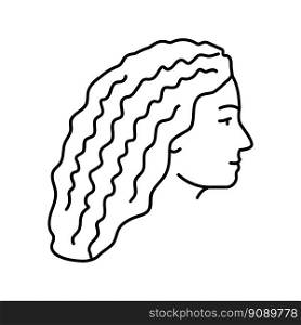 curly female hairstyle female line icon vector. curly female hairstyle female sign. isolated contour symbol black illustration. curly female hairstyle female line icon vector illustration