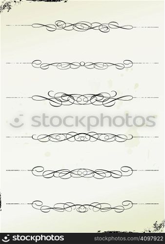 curly grunge page rules - vector illustration