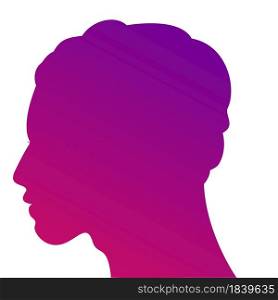 Curly Haired Boys Silhouette Profile Isolated on White Background with Unusual Gradient. Vector Man Head. Easy to Recolour.. Curly Haired Boys Silhouette Profile Isolated on White Background with Unusual Gradient. Man Head. Easy to Recolour. Vector Illustration.