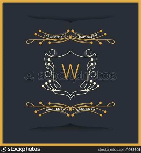Curly monograms design in victorian style. Vintage vector insignia
