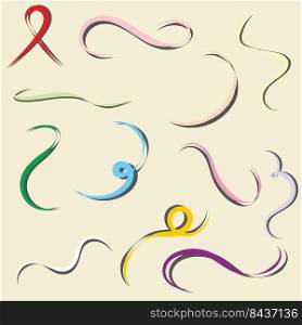 Curly Ribbon with shadow handdrawn illustration, SVG File