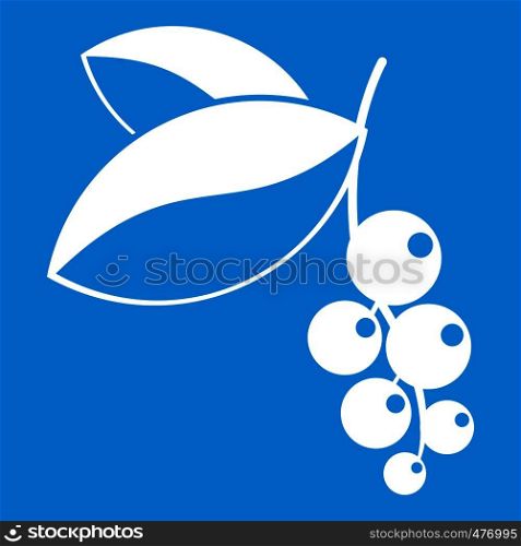 Currant berries icon white isolated on blue background vector illustration. Currant berries icon white