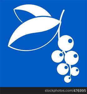 Currant berries icon white isolated on blue background vector illustration. Currant berries icon white