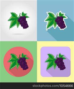 currant fruits flat set icons with the shadow vector illustration isolated on background