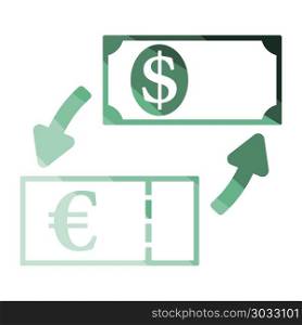 Currency dollar and euro exchange icon. Currency dollar and euro exchange icon. Flat color design. Vector illustration.