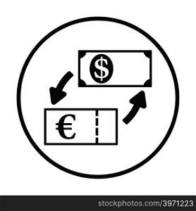 Currency dollar and euro exchange icon. Thin circle design. Vector illustration.