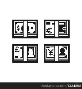 Currency Dollar Euro Pounds Yuan Symbols Icons. Vector EPS 10