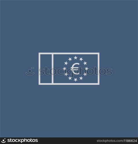 Currency euro outline icon. EUR symbol, bank note with stars vector sign. Money cash illustration
