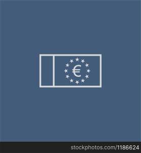 Currency euro outline icon. EUR symbol, bank note with stars vector sign. Money cash illustration