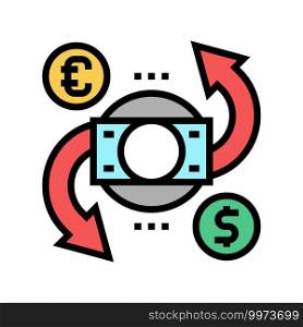 currency exchange and converter color icon vector. currency exchange and converter sign. isolated symbol illustration. currency exchange and converter color icon vector illustration